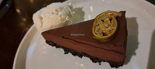 Chocolate torte (they swapped whipped cream for ice cream) at Mono in Glasgow