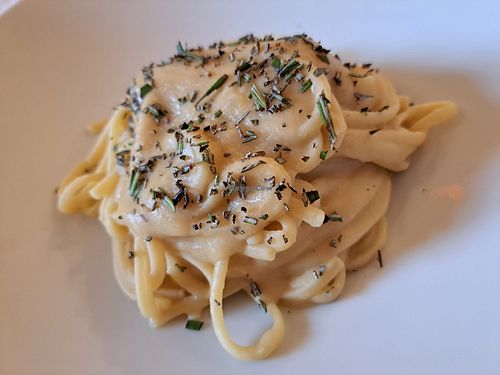 Linguine alla crema di ceci e rosmarino at A Tavola Con Ciccio in Entratico
