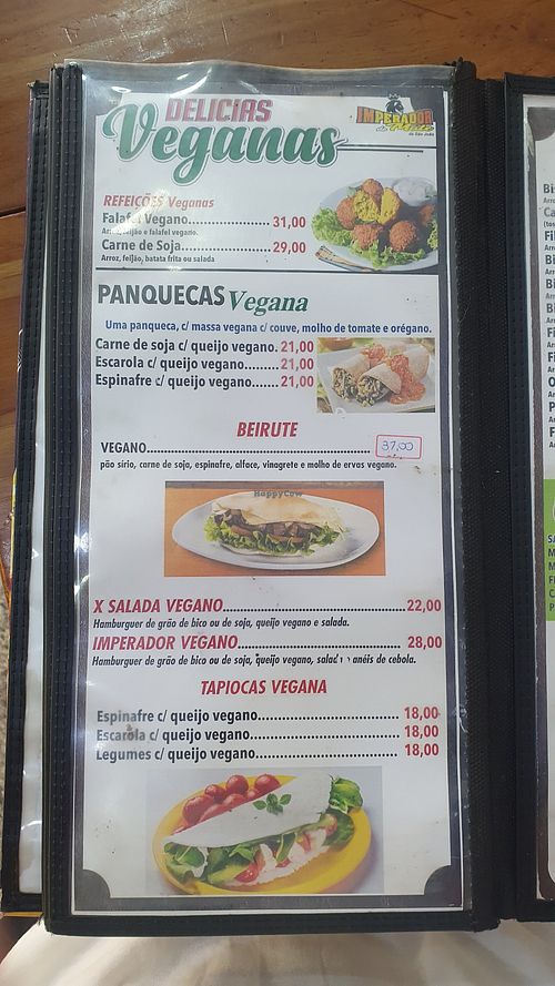 Página do menu vegano at Imperador do Mate in Sao Paulo