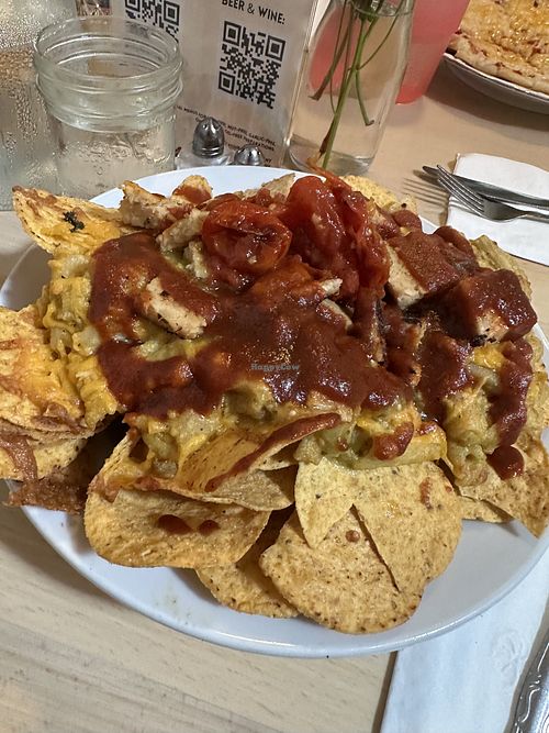 Loaded nachos with bbq seitan  at The Red Fern in Rochester