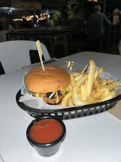 Vegan burger  at Ton's Bistro at Dinah in Stuart Park