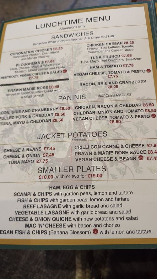 Menu 1 at Royal Oak Inn in Lostwithiel