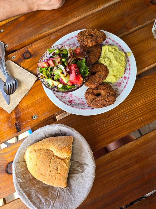 Falafel with fafa bean hummus at Avali Bar in Lefkada