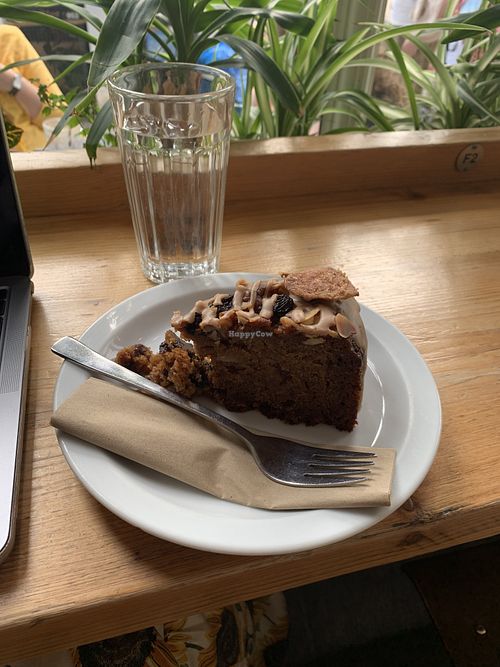 Vegan & gluten-free date & banana cake  at Bridges in Cambridge