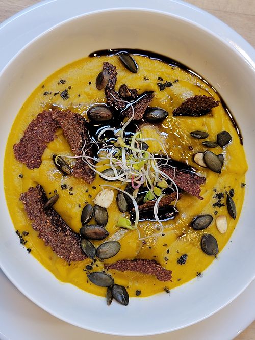 Pumpkin soup at NO TU OliDeli in Warsaw