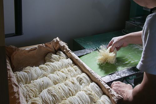 All of Ramen Kamon’s noodles are made in-house, daily, using a custom blend of premium Japanese wheat. The dough includes no preservatives, colorings, additives, or animal-based ingredients. at Ramen Kamon in Takayama