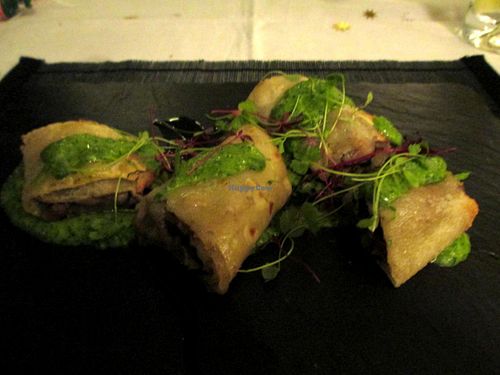 Gluten-free canelloni of salsify and oyster mushrooms in a lemon and kale sauce - from New Year's Eve set menu at Raw - La Suite West in West London