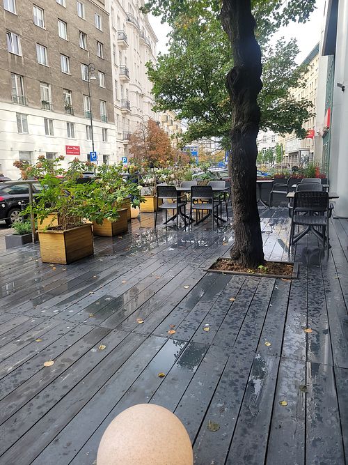 Outdoor seating at Manna 2 in Warsaw