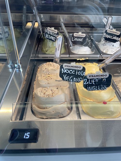 Gelato, both pistachio and hazelnut   at Caffe Vergnano in Catania