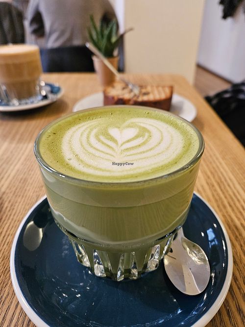 Matcha Latte with oat milk at MERCY Coffee Company in Dusseldorf