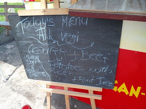 Today's menu. All vegan. at Rastafarian Modern Love in Georgetown