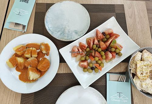 Papas Arrugás y tomate partido. at Alameda Tapas in Cartagena