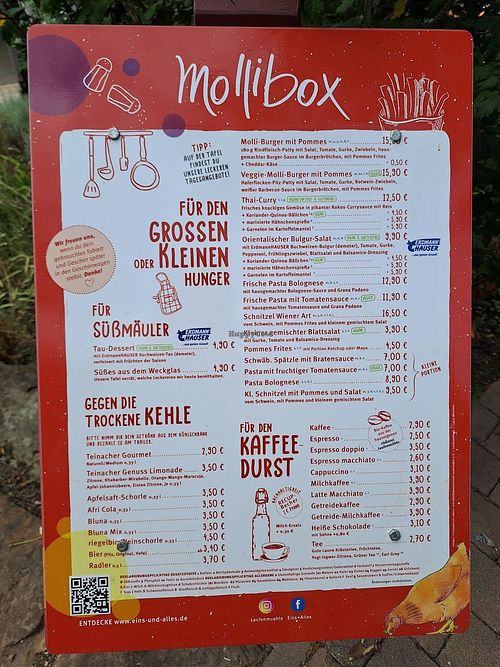Menu at Gastronomie Mollibox/Molina im EINS+ALLES in Welzheim