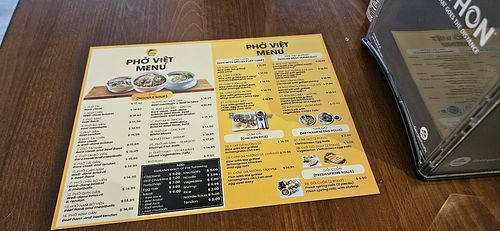 Menu at Pho Viet in Manhattan