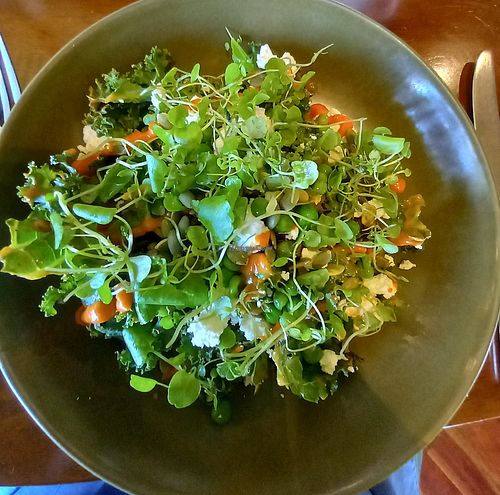 Lentil & kale salad. Very nice. Menu is about to change (Nov 25), so don't know if this will still be available. at Wellington Point Farmhouse in Wellington Point