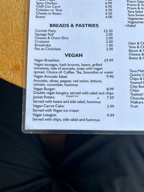 Vegan options  at Marcel's in Leeds