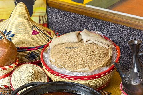 traditional injera sourdough flatbread at Asmara in Heidelberg