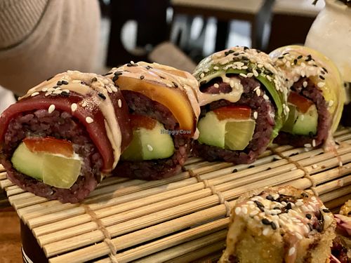 Rainbow sushi 4 pieces  at Mandala Vegan Köln in Cologne