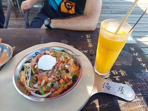 Nachos and a smoothie at The Sea House Cafe in Taipei