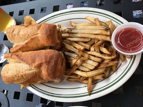 Chicken Triple Cheese Steak w/fries at Khyber Pass Pub in Philadelphia