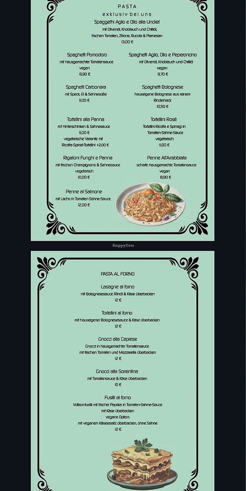 Auszug aus Speisekarte  at Uni-Café-Ristorante Unckel in Tubingen