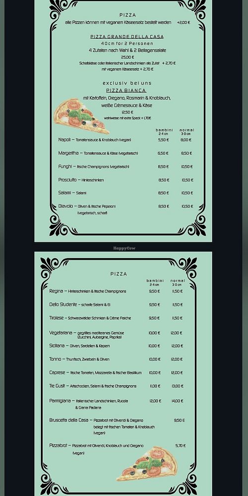 Auszug aus Speisekarte  at Uni-Café-Ristorante Unckel in Tubingen