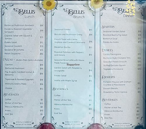 Menus at Bellis  in Visalia