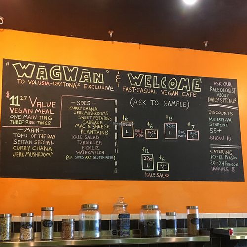 menu board at Kale Cafe at Kale Cafe Vegan Kitchen in Daytona Beach