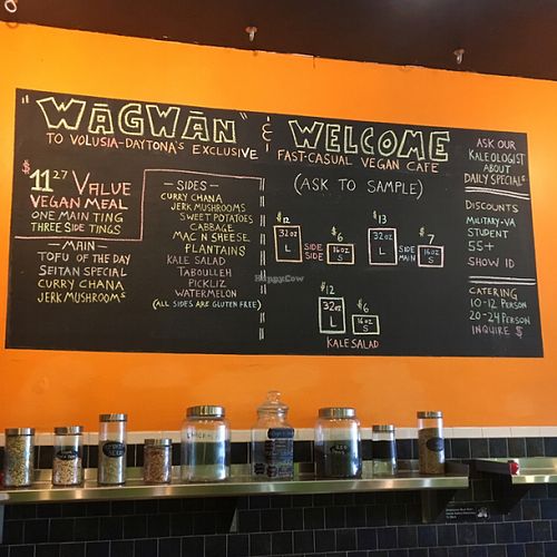 menu board at Kale Cafe Vegan Kitchen in Daytona Beach