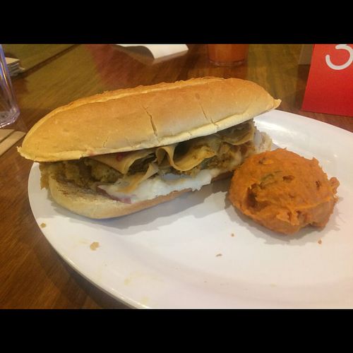 Thanksgiving sandwich with sweet potato purée at Veggie Grill by Next Level in Westlake Village