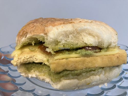 Pesto breakfast sandwich  at Retro Coffee  in Seattle