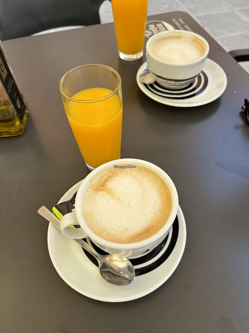 Cafe con leche (oat milk)  at Cafeteria Vipan in Moraira