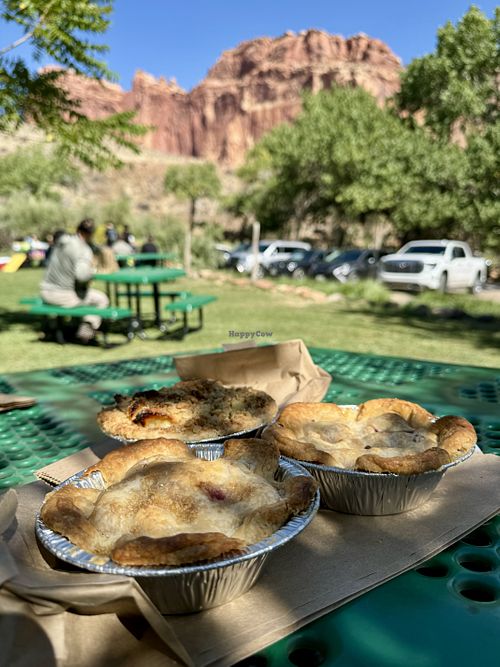 Front two pies are vegan   at Gifford House & Museum Store in Torrey