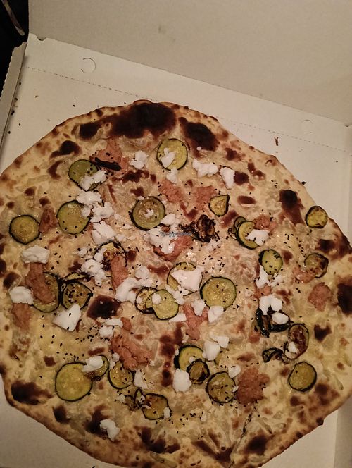 Salmon, feta and courgettes at Pizzeria da Denny in Porcellengo