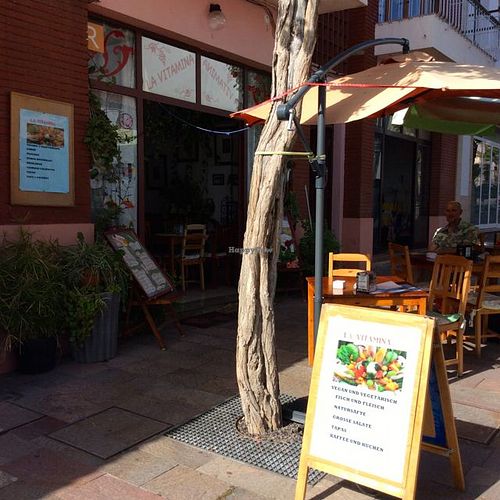 Some shaded tables outside - plenty more inside. Nice ambience in the pedestrian zone. at La Vitamina in La Palma