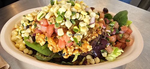 Vegan sofritas salad with black beans and brown rice at Chipotle in Cheyenne