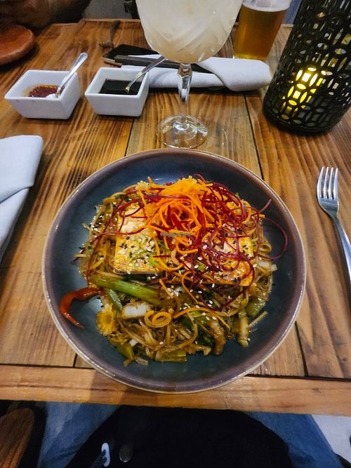 Noodles with tofu at Don Pling in Mexico City