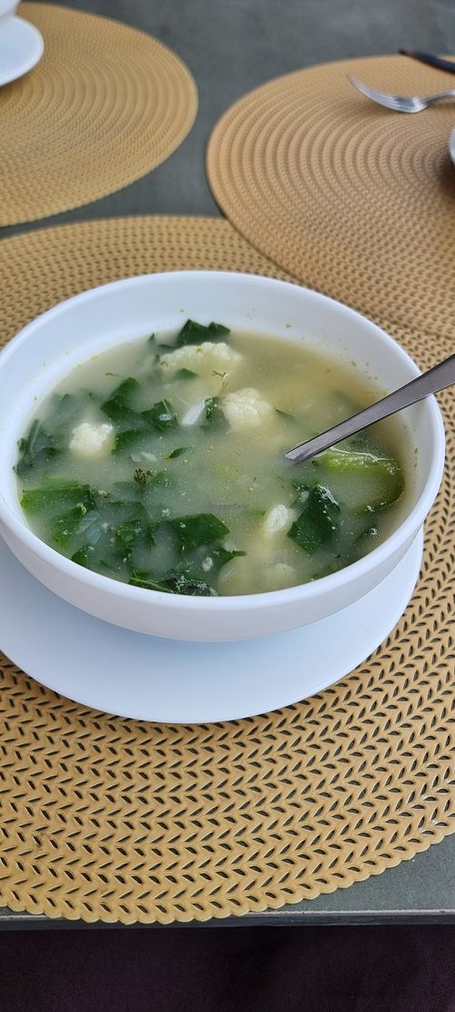 Delicious vegetable soup at Portofino's in Puerto Villamil