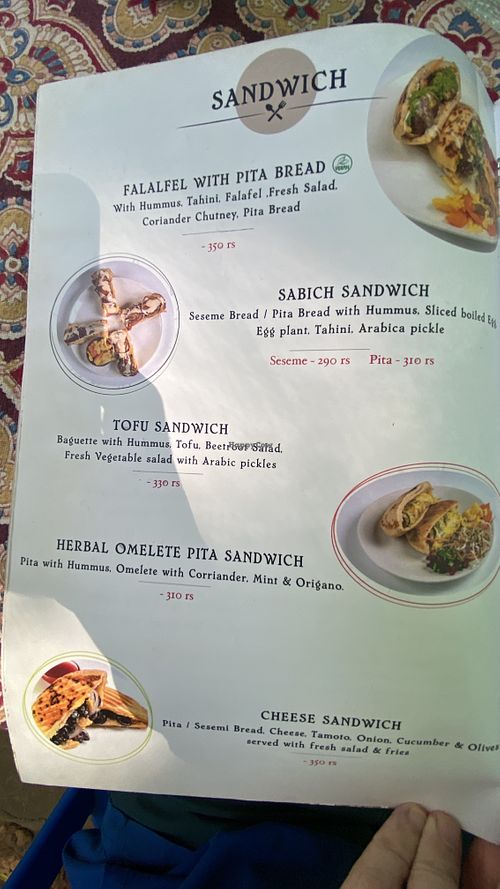 Menu  at Sudha's Kitchen in Auroville