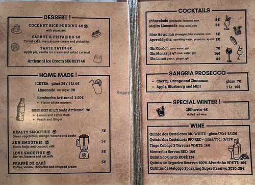 Menu at LUMA in Viana Do Castelo