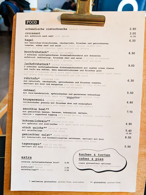 Menu at No Milk Today at No Milk Today in Berlin