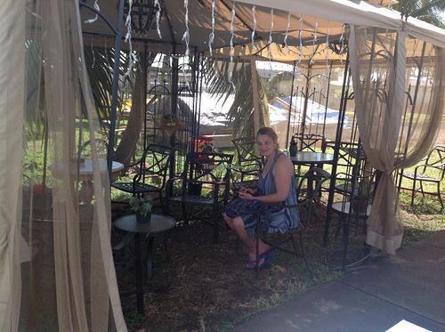 Lovely shaded eating area at Gopal's Creperie - Food Trailer in Kapaa