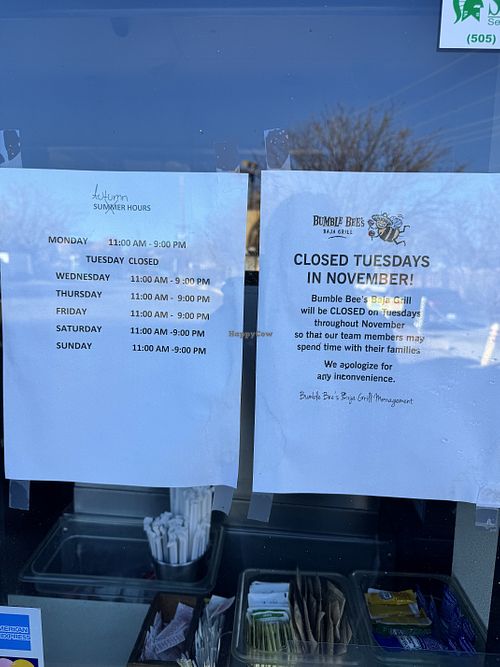 UPDATED HOURS AS OF 11/22/25  at Santa Fe Bees Restaurant in Santa Fe