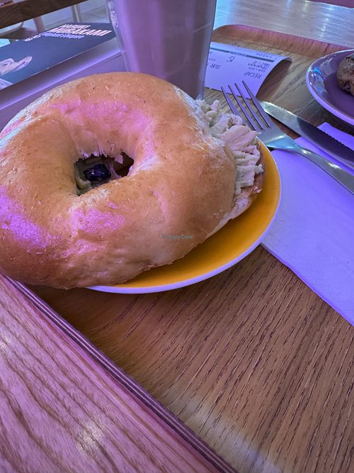 Avocado bagel (warm, nice texture on the bagel, not very tasty)  at Bluebird Coffee in Rennes