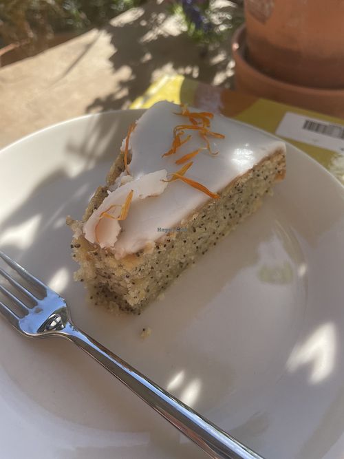 Vegan lemon cake with poppy seeds  at Kroasang in Uppsala