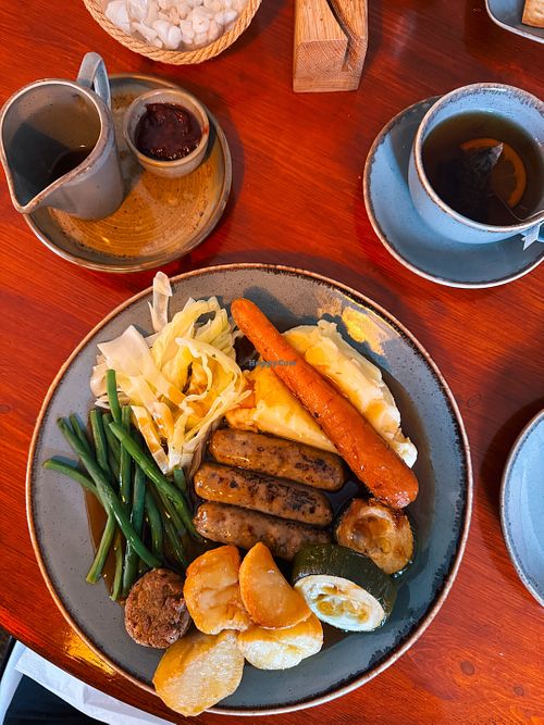 Vegan Sunday roast served with cranberry sauce and gravy   at Palmers Ale House And Kitchen in Spalding