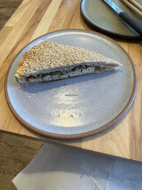 Shaobing sandwich with Phoenix bean tofu. The sesame bread was delicious   at Minyoli in Chicago