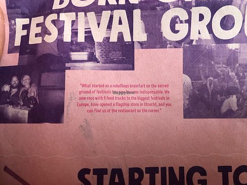 The karma menu/ newspaper  at Karma Kebab in Amsterdam