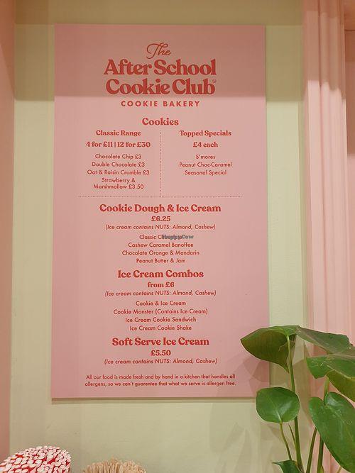 Menu at The After School Cookie Club - Victoria Arcade in South West London