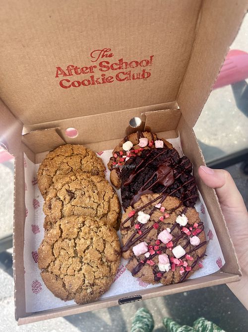 oat & raisin, double chocolate, strawberry & marshmallow  at The After School Cookie Club - Victoria Arcade in South West London